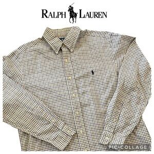 Ralph Lauren men classic fit plaid long sleeve shirt size L